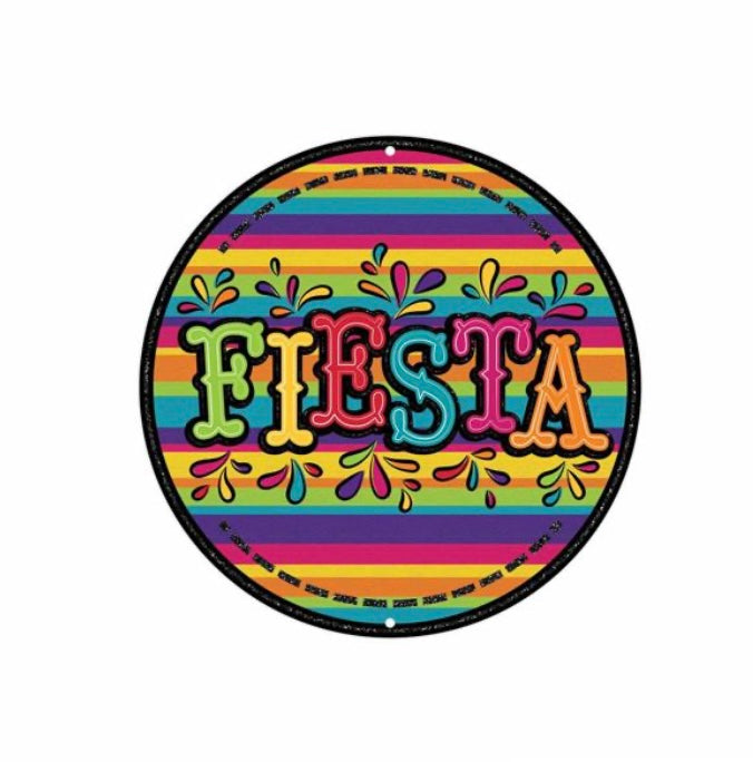8” Round Metal Fiesta Wreath Sign
