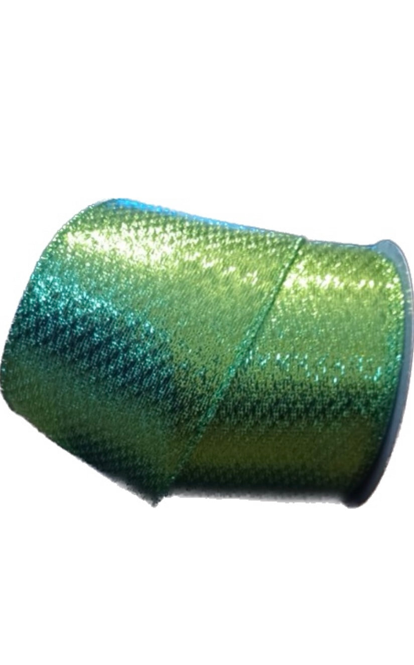 Wired Lime Metallic Ribbon-2.5”x10 Yards