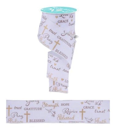 Wired Words of Faith Ribbon-2.5”x10 Yards