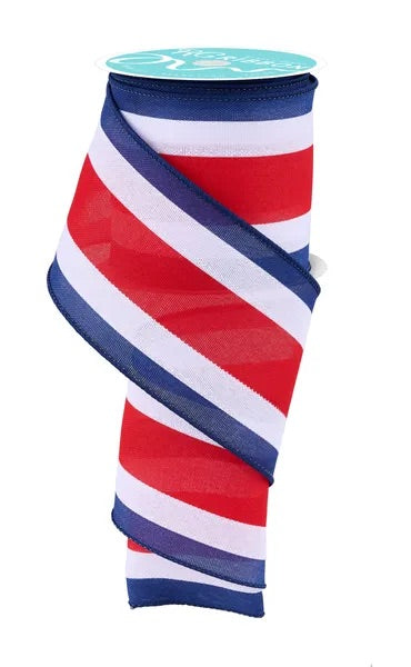 Wired Patriotic Stars and Dots Ribbon-3.25”x10 Yards