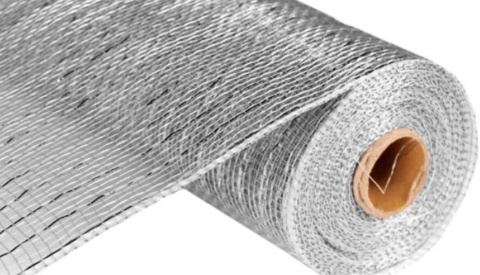 Yards Silver with Silver Foil Metallic Mesh-10”x10 Yards