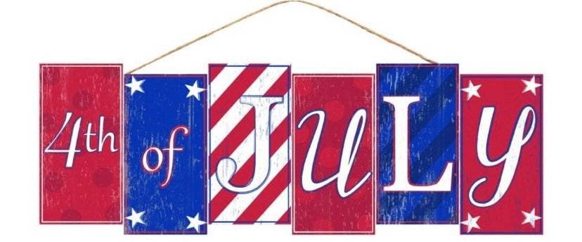 14”x4.75” 4th of July Block Wreath Sign