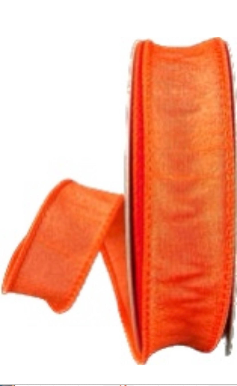 Wired Orange Faux Dupioni Ribbon- 7/8”x10 Yards