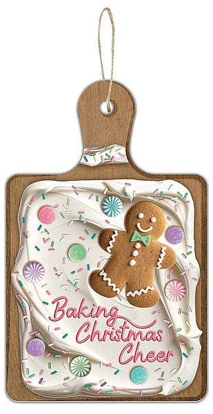 12"H x 7.5"L Mdf Baking Christmas Cheer Wreath Sign - Wreath Enhancer