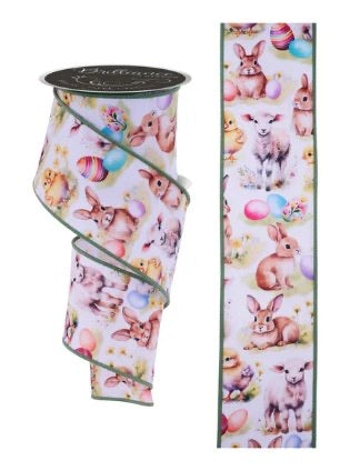 Wired Easter Animals Ribbon- 2.5”x10 Yards