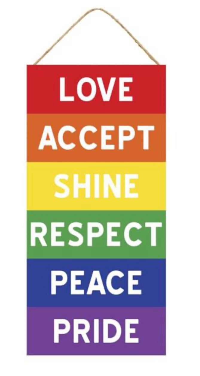 12.5”x6” Rainbow Pride Wreath Sign