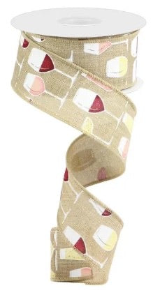 Wired Natural Background Wine Ribbon-1.5”x10 Yards