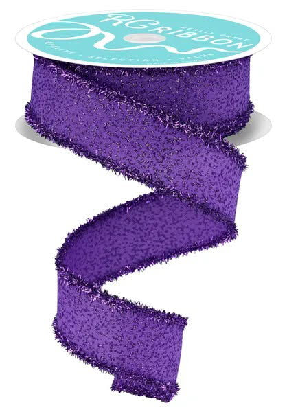 Wired Purple Irregular Spotted Glitter/Tinsel Ribbon- 1.5” x10 Yards
