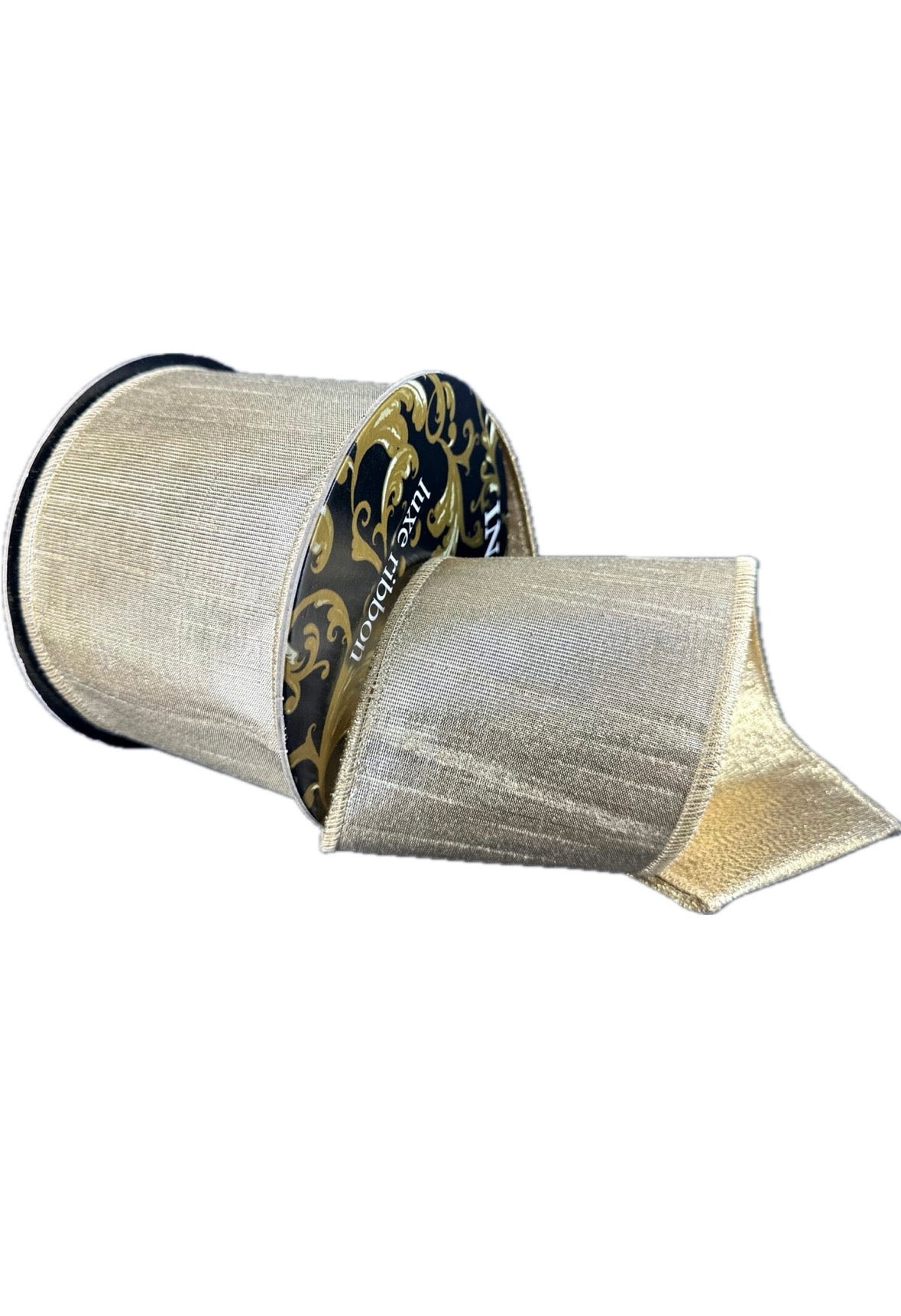 Wired Gold-Silver Prism Weave Metallic Ribbon- 4”x10” Yards