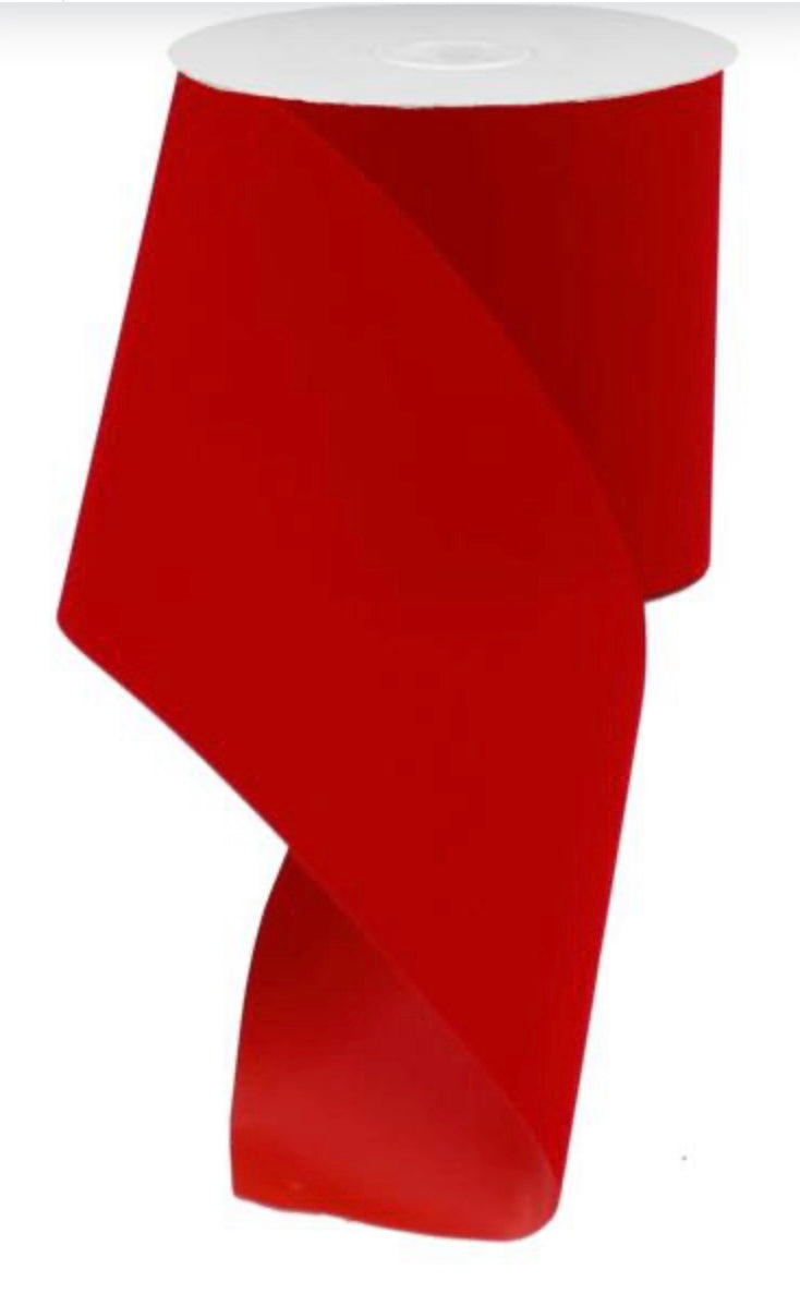 Wired Red Outdoor Velvet Ribbon-4”x10 Yards