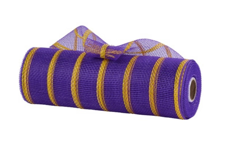 10”x10yd Wide Purple with Yellow Stripes Mesh