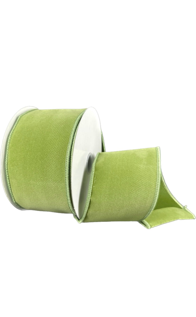 Wired Sage Flat Velvet Ribbon-2.5”x10 Yards