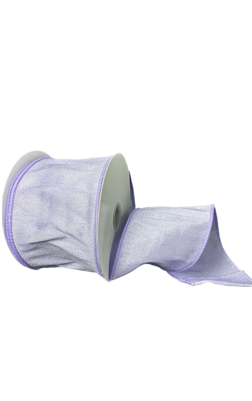 10 Yards - 2.5” Wired Lavender Faux Dupioni Ribbon