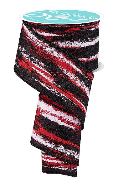 Wired Glitter Paint Strokes Ribbon- 2.5” x10 Yards
