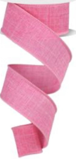 50 Yards - 1.5” Wired Pink Linen Ribbon