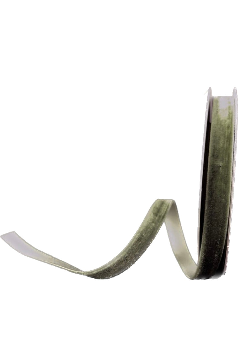 Sage Green Velvet Ribbon- 3/8”x10 Yards