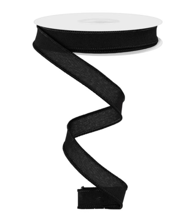 Wired Black Royal Burlap Ribbon-5/8”x10 Yards