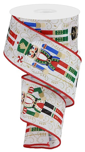 10 Yards - 2.5” Wired Christmas Nutcracker Ribbon