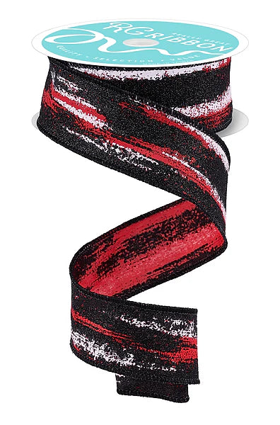 Wired Glitter Paint Strokes Ribbon- 1.5” x10 Yards