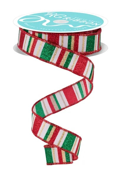 Wired Horizontal Stripe Ribbon- 7/8”x10 Yards