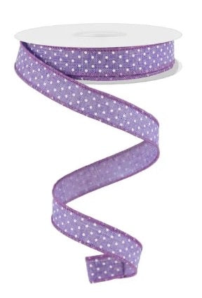 Wired Lavender and White Raised Swiss Dot Ribbon-5/8”x10 Yards