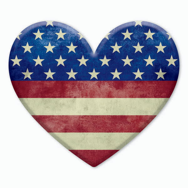 10”x8.5” Metal Embossed Patriotic Heart Wreath Sign