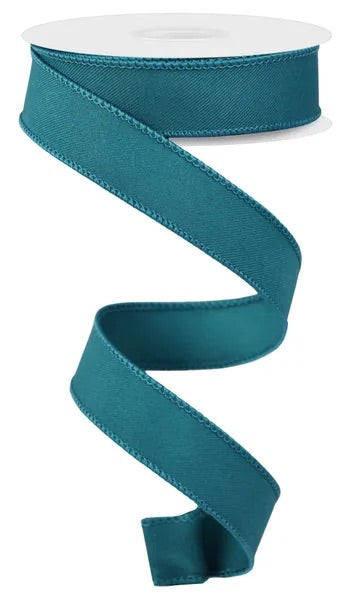 Wired Dark Teal Diagonal Weave Ribbon-7/8”x10 Yards