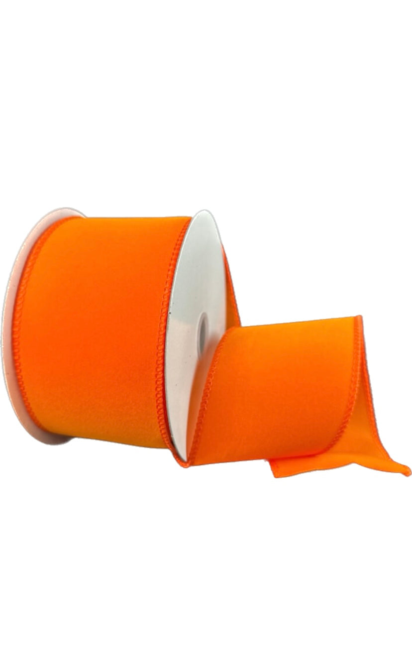 Wired Orange Flat Velvet Ribbon-2.5”x10 Yards