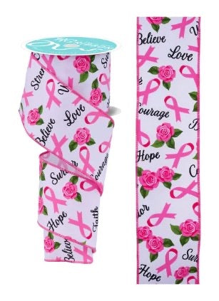 Wired Breast Cancer Support Ribbon-2.5”x10 Yards