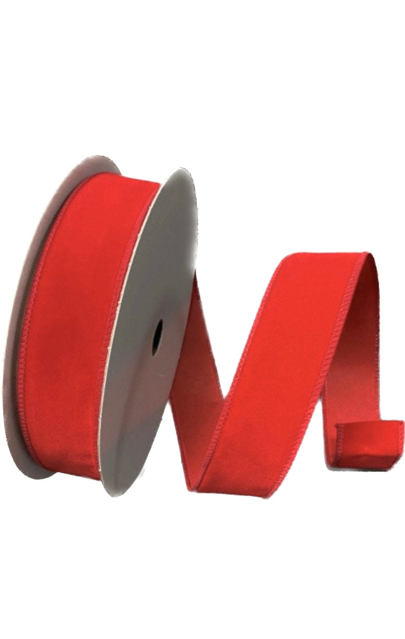 Wired Red Velvet Christmas Ribbon- 1.5”x 50 Yards