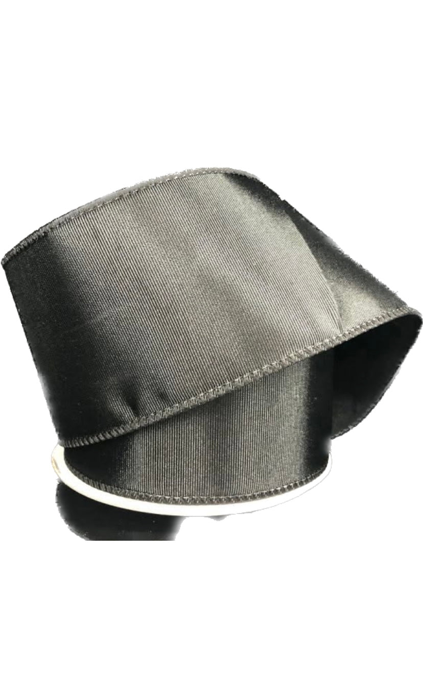 Wired Black Satin Ribbon- 1.5” x10 Yards