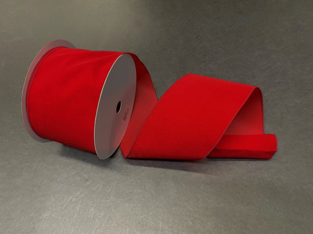Wired Christmas Red Velvet Ribbon- 4”x25 Yards