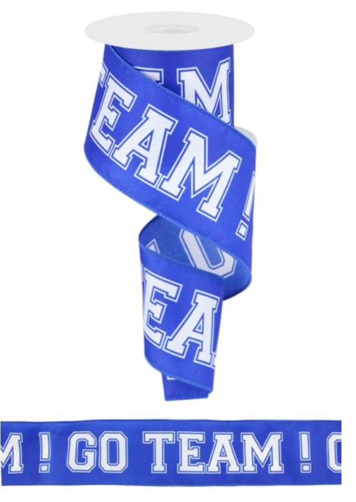 Wired Royal Blue and White Go Team Sports Ribbon-2.5”x10 Yards