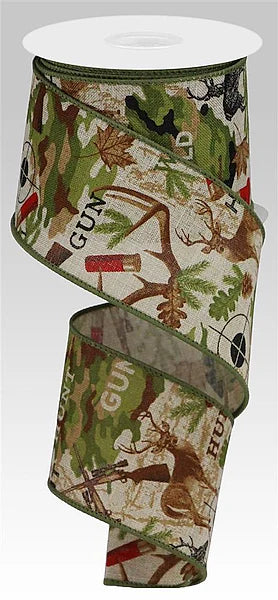 Camo Deer and Rifle Hunting Ribbon-2.5”x 10 Yards