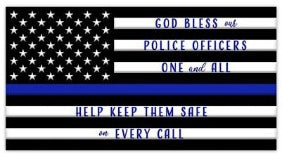 12"H x 6"L Metal God Bless Police Officers Wreath Sign