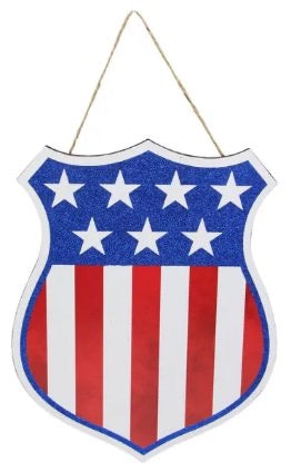12"H x 9.5"W American Flag Badge Wreath Sign