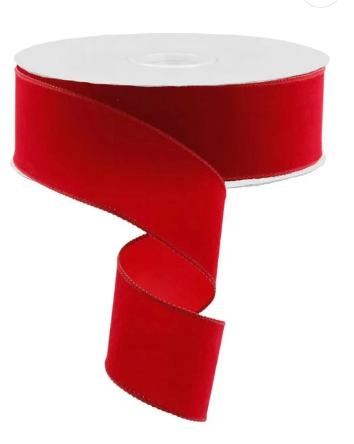 Wired Red Outdoor Velvet Ribbon-2.5”x50 Yards