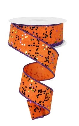 Wired Glitter Dot Halloween Ribbon-1.5”x 10 Yards
