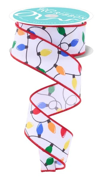 Wired Christmas Lights Ribbon- 1.5”x10 Yards