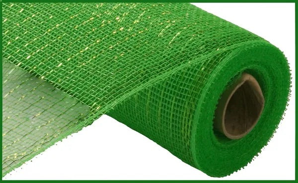 Lime Green Metallic Mesh- 10”x10 Yards