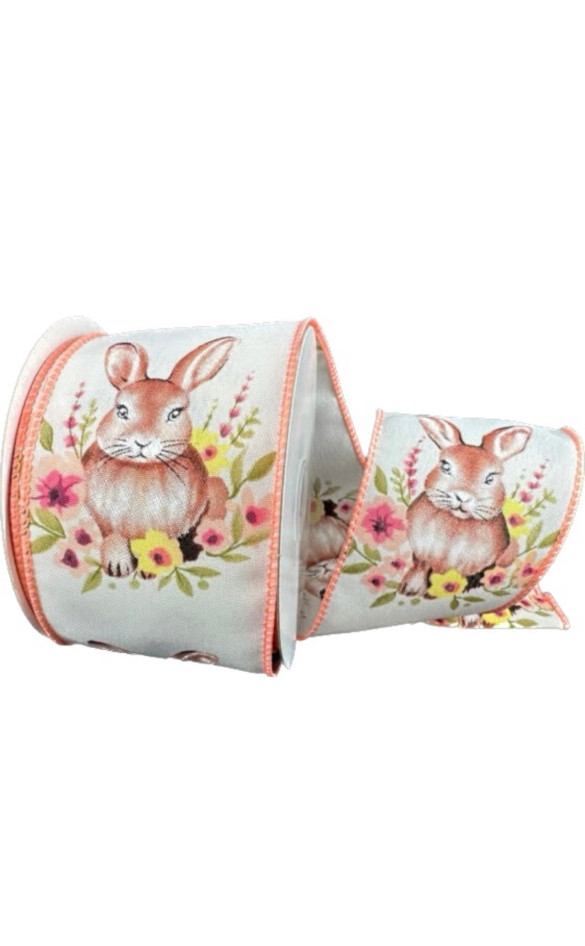 Wired Rabbits in Flowers-2.5”x10 Yards