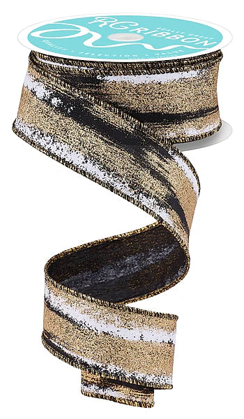 Wired Glitter Paint Strokes Ribbon- 1.5” x10 Yards