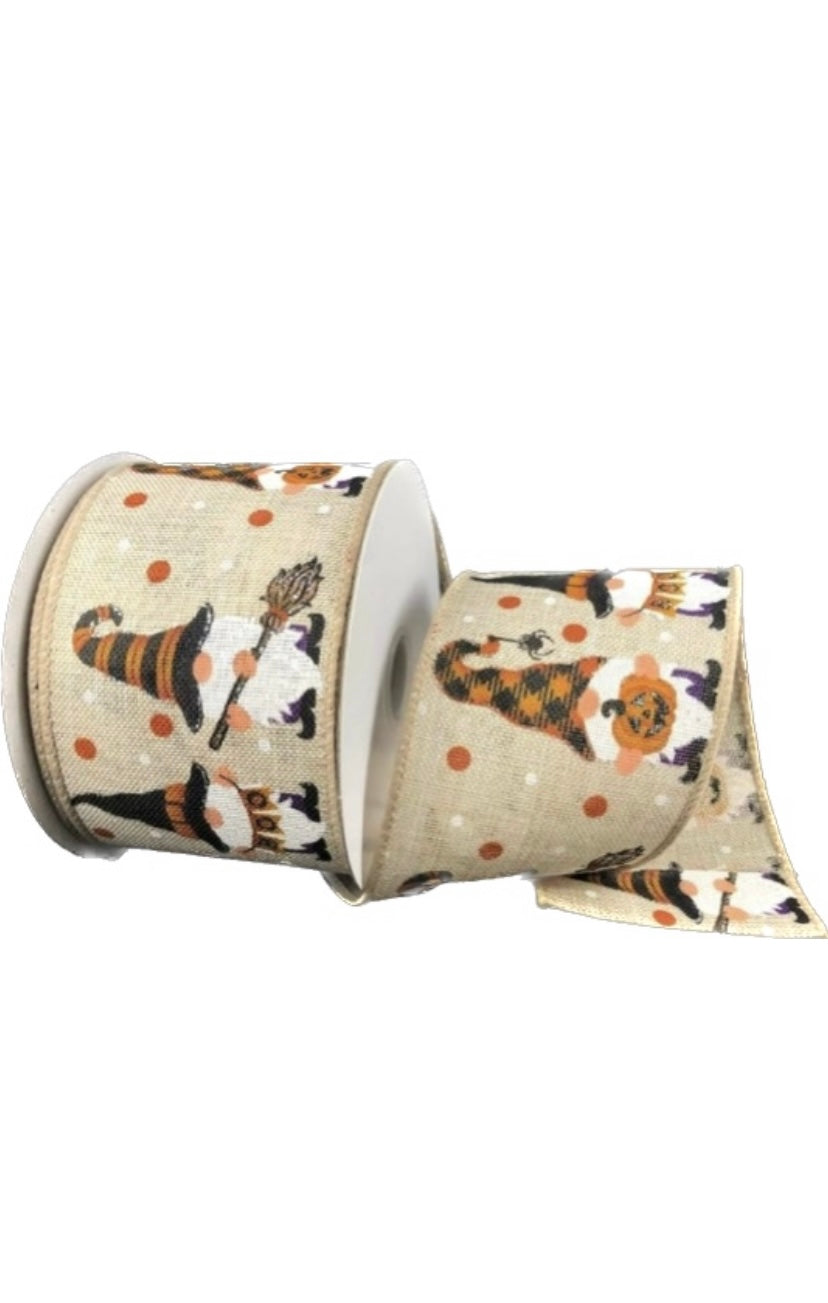Wired Fall Colors Gnome Halloween Ribbon-2.5”x 10 Yards