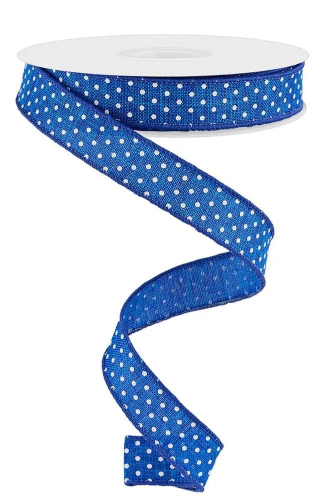 Wired Blue and White Raised Swiss Dot Ribbon-5/8”x10 Yards