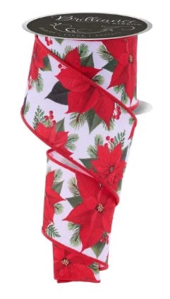 Wired Poinsettia Ribbon-2.5”x10 Yards