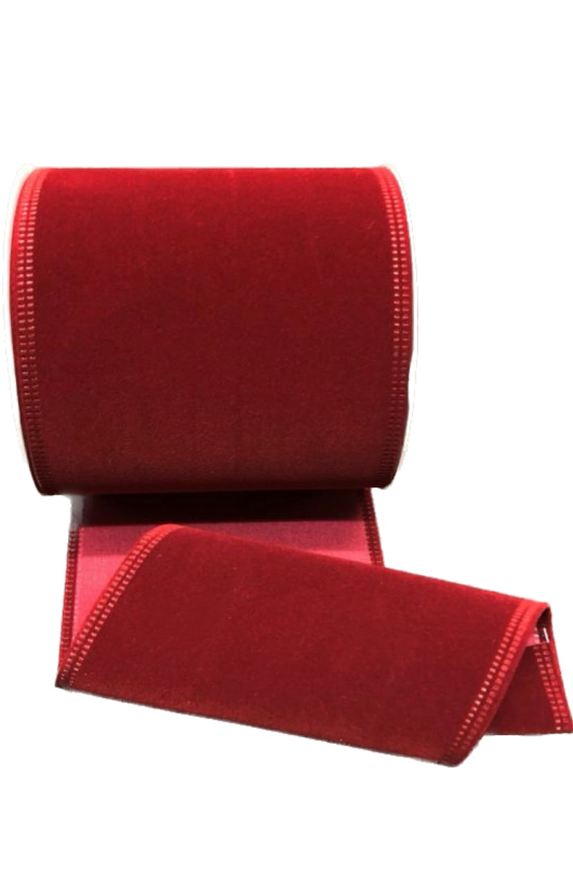 Wired Burgundy Velvet Ribbon-4”x10 Yards