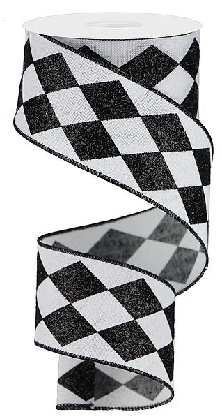 2" x 10yd Harlequin/Glitter Ribbon