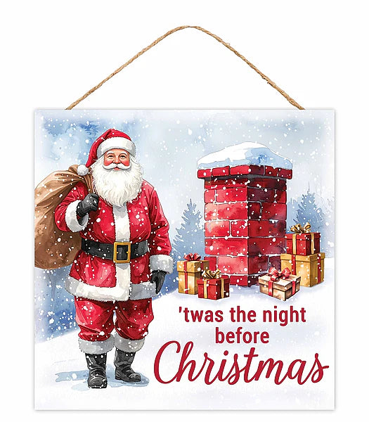 Twas The Night Before Christmas- 10" Square Wreath Sign