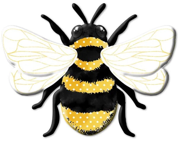 Round Metal Embossed Bee Wreath Sign- 12”x9.25”