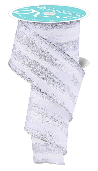 Wired Glitter Paint Strokes Ribbon- 2.5”x10 Yards